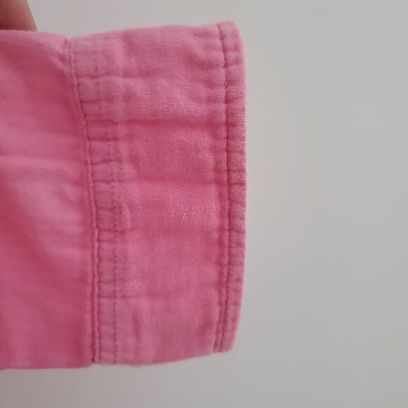 ABERCROMBIE & FITCH Women's Candy Pink Button Down Logo Shirt Striped Lining MED - Picture 4 of 10
